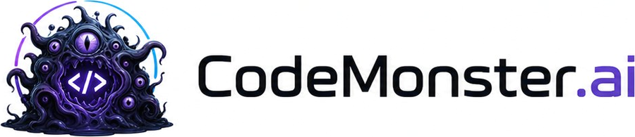 The CodeMonster.ai horizontal lockup: the monster beside the CodeMonster.ai wordmark